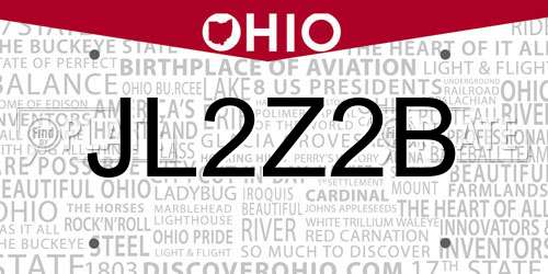 JL2Z2B Ohio License Plate