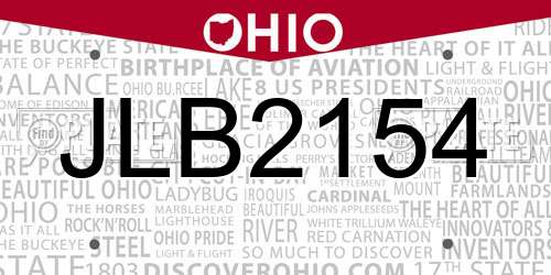 JLB2154 Ohio License Plate