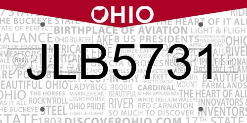 JLB5731 Ohio License Plate