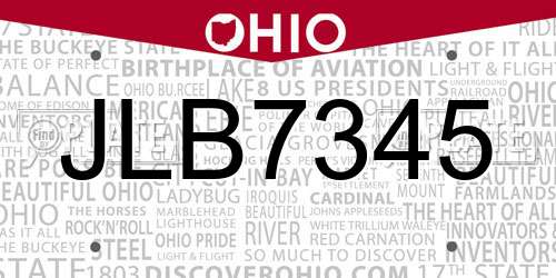 JLB7345 Ohio License Plate