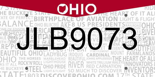 JLB9073 Ohio License Plate