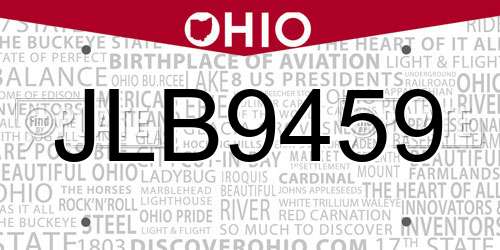 JLB9459 Ohio License Plate