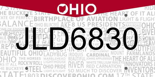 JLD6830 Ohio License Plate