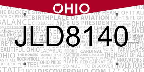 JLD8140 Ohio License Plate