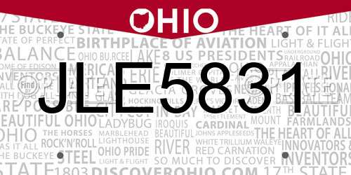 JLE5831 Ohio License Plate