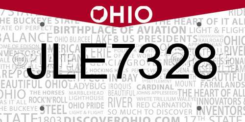JLE7328 Ohio License Plate