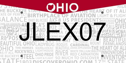 JLEX07 Ohio License Plate