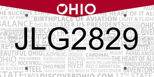 JLG2829 Ohio License Plate