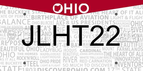 JLHT22 Ohio License Plate