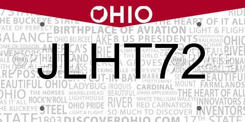 JLHT72 Ohio License Plate