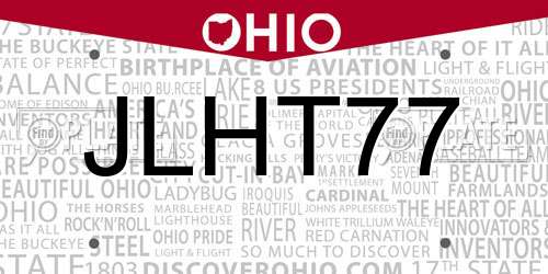 JLHT77 Ohio License Plate