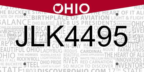 JLK4495 Ohio License Plate