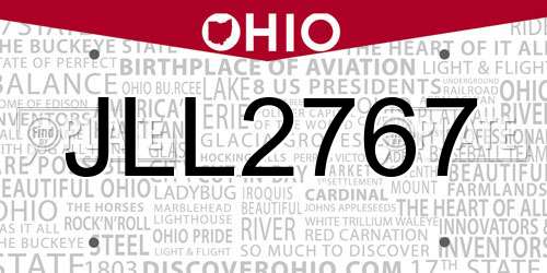 JLL2767 Ohio License Plate