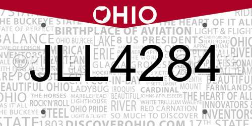 JLL4284 Ohio License Plate