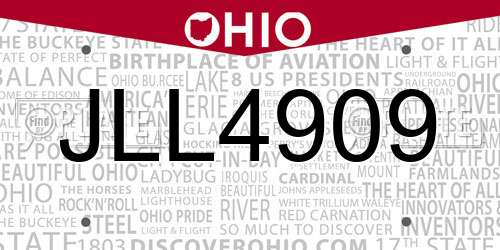 JLL4909 Ohio License Plate