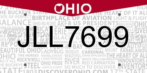 JLL7699 Ohio License Plate