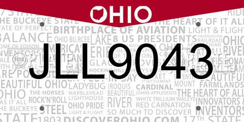 JLL9043 Ohio License Plate
