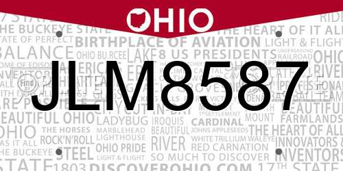 JLM8587 Ohio License Plate