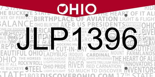 JLP1396 Ohio License Plate