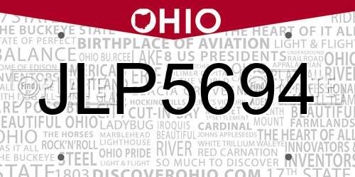 JLP5694 Ohio License Plate