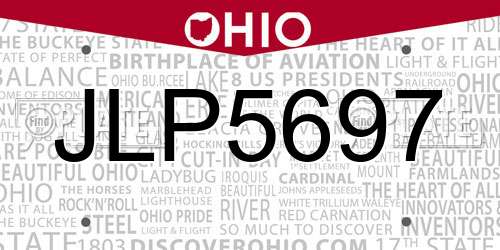 JLP5697 Ohio License Plate