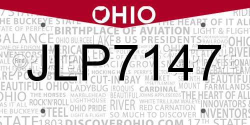 JLP7147 Ohio License Plate