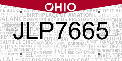 JLP7665 Ohio License Plate