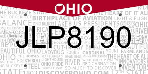 JLP8190 Ohio License Plate