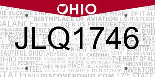 JLQ1746 Ohio License Plate
