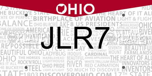 JLR7 Ohio License Plate