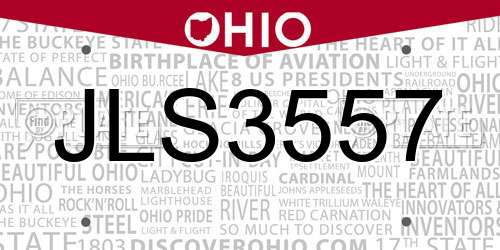 JLS3557 Ohio License Plate