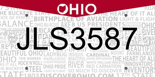 JLS3587 Ohio License Plate