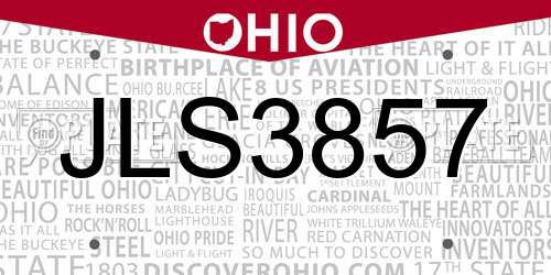 JLS3857 Ohio License Plate