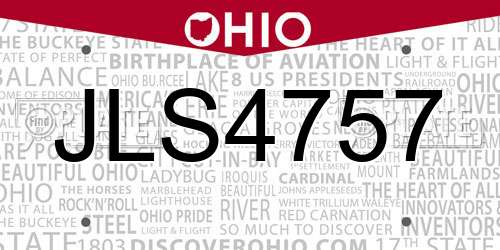 JLS4757 Ohio License Plate