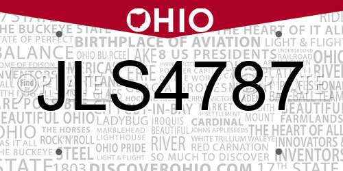 JLS4787 Ohio License Plate