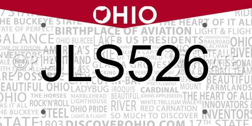 JLS526 Ohio License Plate