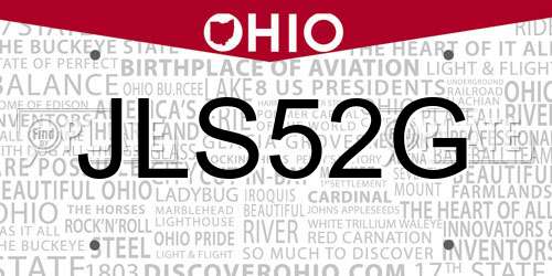 JLS52G Ohio License Plate