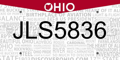 JLS5836 Ohio License Plate
