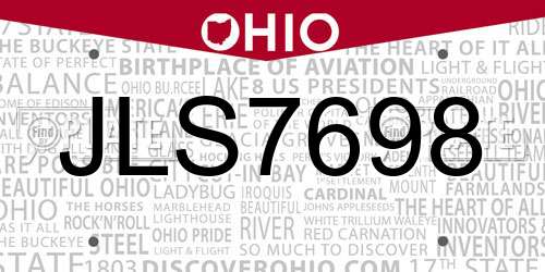 JLS7698 Ohio License Plate