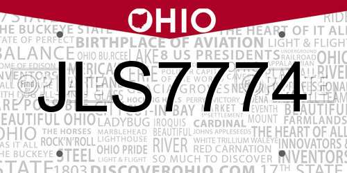 JLS7774 Ohio License Plate