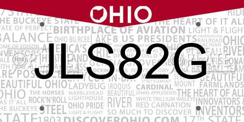 JLS82G Ohio License Plate