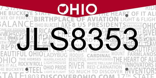 JLS8353 Ohio License Plate