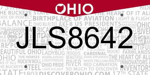 JLS8642 Ohio License Plate