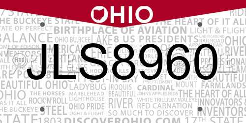 JLS8960 Ohio License Plate