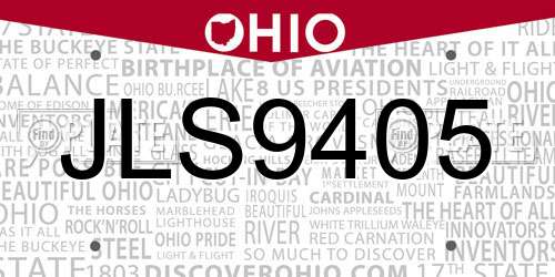 JLS9405 Ohio License Plate