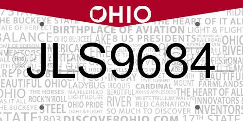 JLS9684 Ohio License Plate