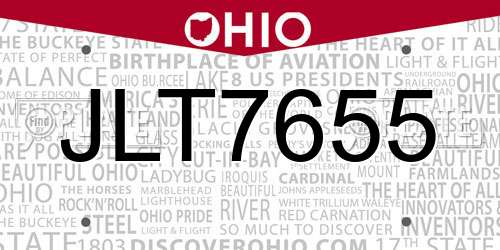JLT7655 Ohio License Plate