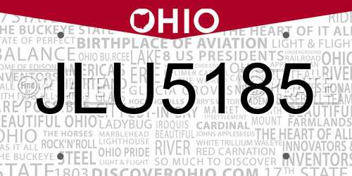 JLU5185 Ohio License Plate