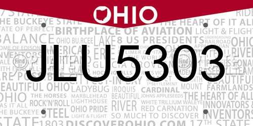 JLU5303 Ohio License Plate