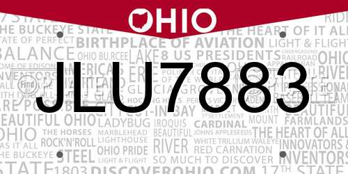 JLU7883 Ohio License Plate